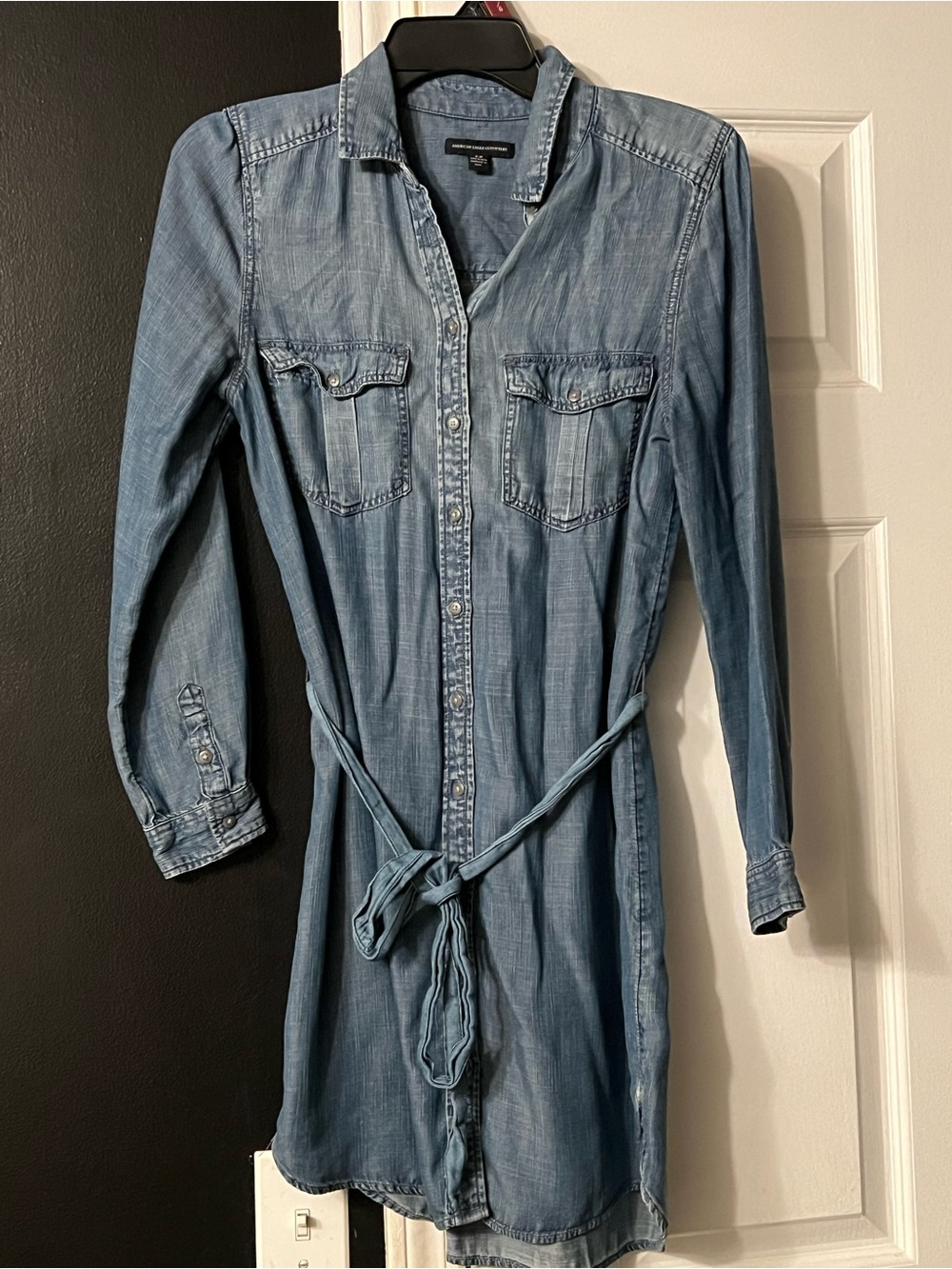 American Eagle Outfitters Light Blue Denim Button-Up Shirt